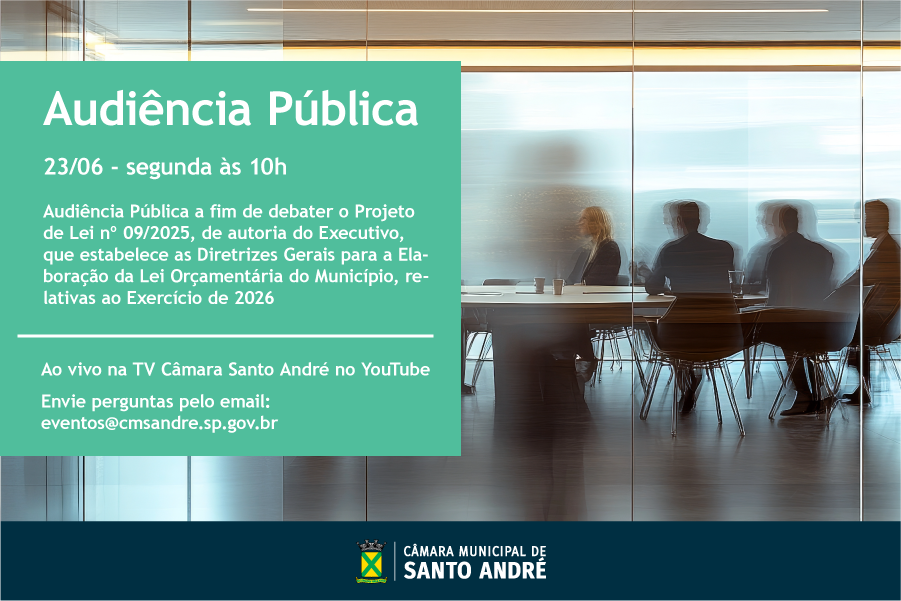 Audiência Pública sobre a LDO 2026 será realizada na Câmara