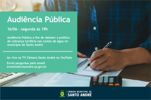 Câmara discute a política tarifária das contas de água na segunda-feira (16)