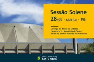 Câmara entrega Título de Cidadão Honorário ao Senhor Arlindo José de Lima no dia 28 (quinta-feira)